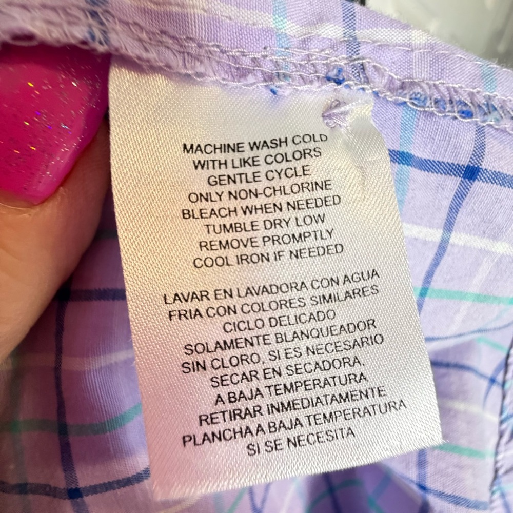 Caribbean Joe Lavender Plaid Shirt - Picture 7 of 9